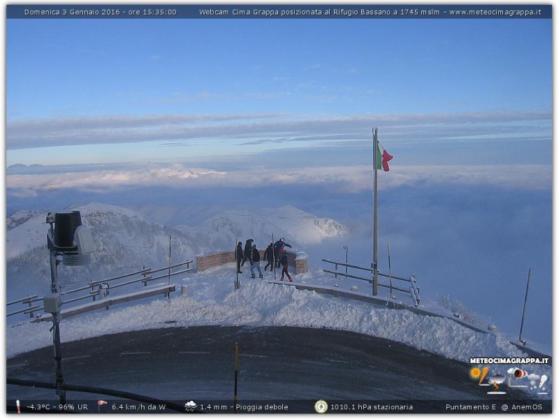 Monte Grappa webcam Asiago 03 gennaio 2016 ore 15.50